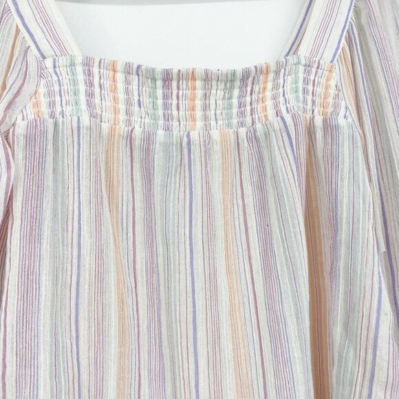 *FLAWED* BCBG Generation Women's Striped Pink Square Neck Top Blouse Medium - Picture 3 of 10